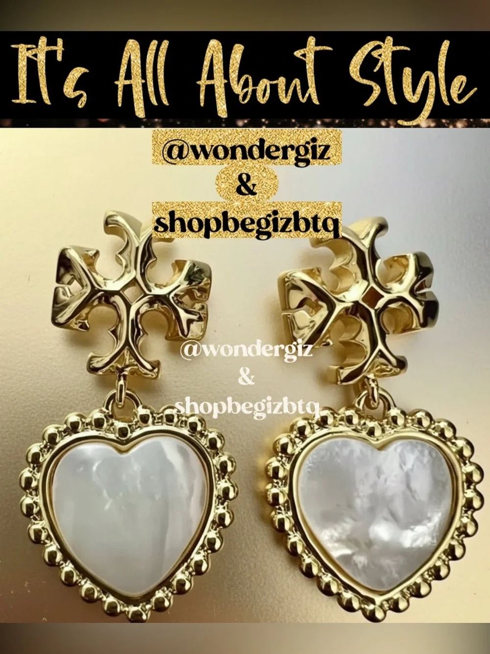 🆕 Tory Burch Authentic Heart Roxanne Mother Of Pearl Earrings